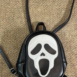 Black and White Scream Face Mini Backpack